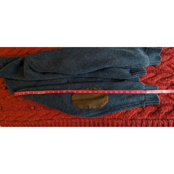 Vintage Chaps Mens XXL Sweater Navy 1/4 Button Elbow Patch Ribbed Hem Neck & Arm - Picture 8 of 12